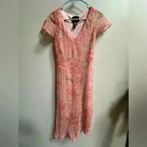 Vintage 90s Positive Attitude Floral Asymmetrical Maxi Dress | Pink | Women’s 8